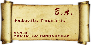 Boskovits Annamária névjegykártya